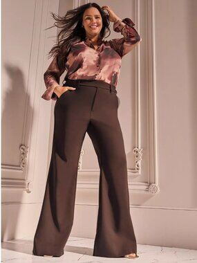 TORRID Studio High-Rise A-Line Flare Trouser in Coffee Bean- Size 20R